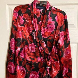 Jones New York Red, Pink and Black Floral Blouse-L